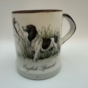 VINTAGE 1987 ENESCO ENGLISH SPANIEL COFFEE MUG JAPAN Brown Speckled